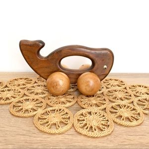 Vintage Wood Whale on Wheels Boho Nursery Decor